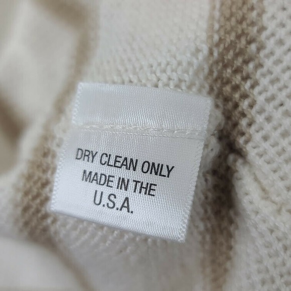 Krista Larson Cardigan Sweater White Tan Stripe Oversized Lagenlook Asymmetric - Picture 7 of 11